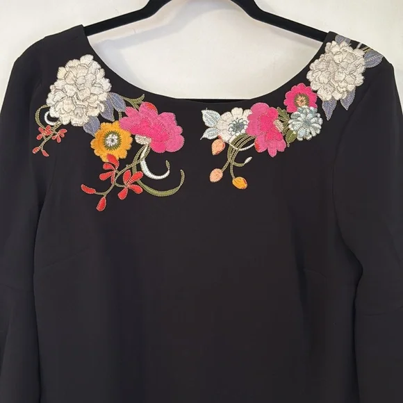 Trina Turk Black Floral Embroidered Dress, SIZE 8 NWOT - Picture 2 of 10